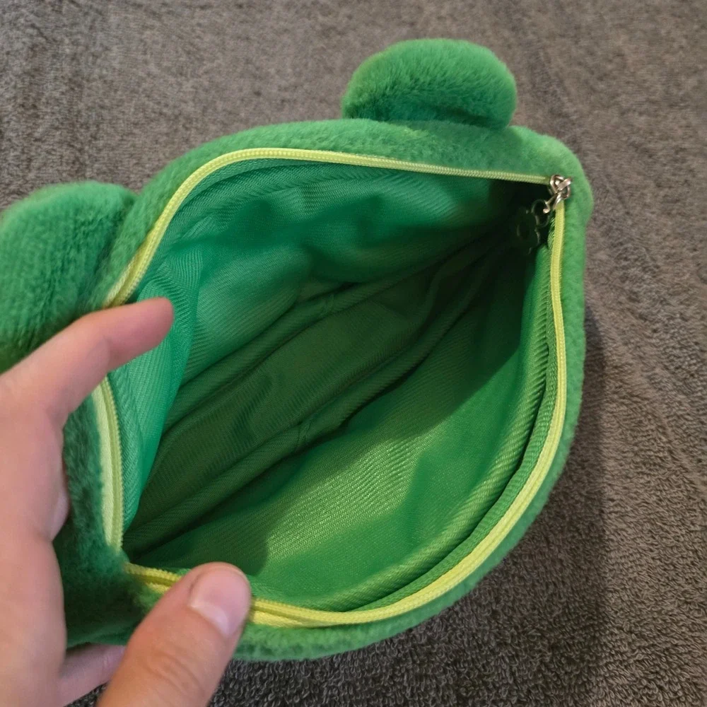 Care Bears Good Luck Bear OS Pouch Unisex Green Plush Faux Fur Zippered Case